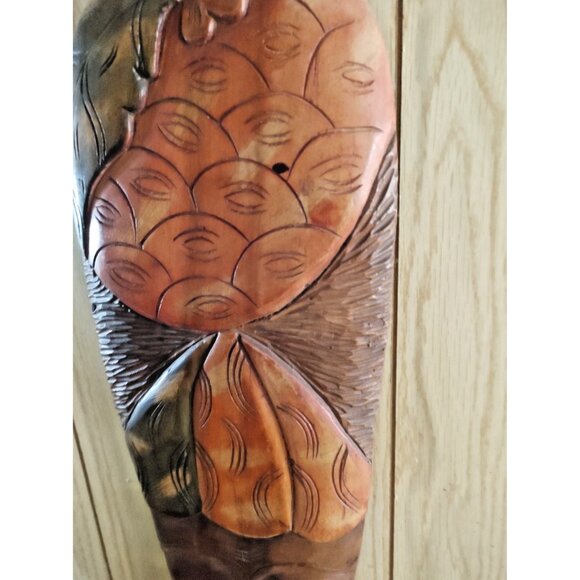 LARGE Hand Carved Wooden Decorative African Mask 24" x 9" - Picture 5 of 12